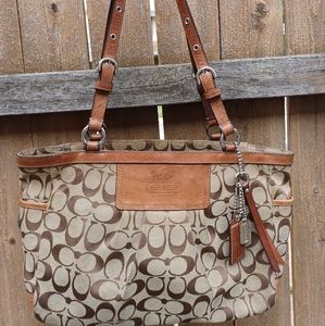 Coach tan tote shoulder bag handbag